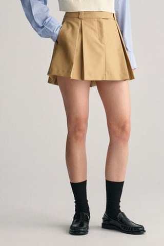 Saia trapézio plissada - Bege