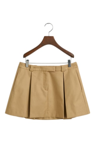 Saia trapézio plissada - Bege