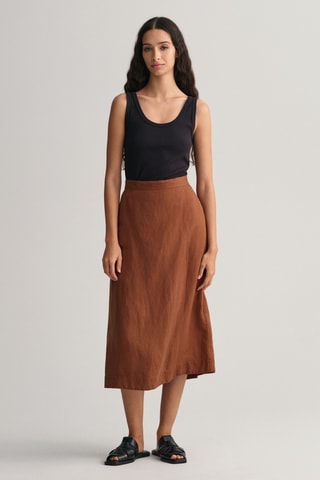 Saia traçada em linho - Castanho