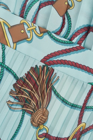 Saia plissada de cintura alta midi - Turquesa