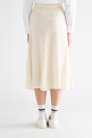 Saia midi cintura alta em lã merino - Cru