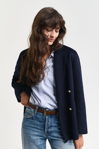 Blazer slim em lã - Azul-marinho