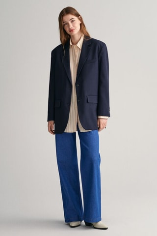 Blazer oversize em lã - Azul-marinho