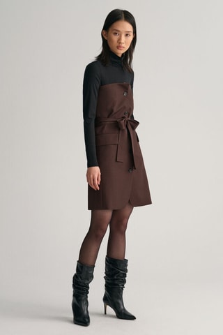 Vestido regular em lã sem mangas - Castanho