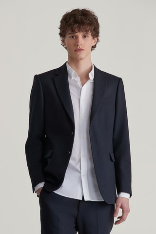 Blazer slim em lã - Azul-marinho