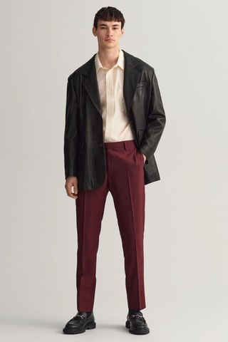 Blazer oversize em couro - Preto