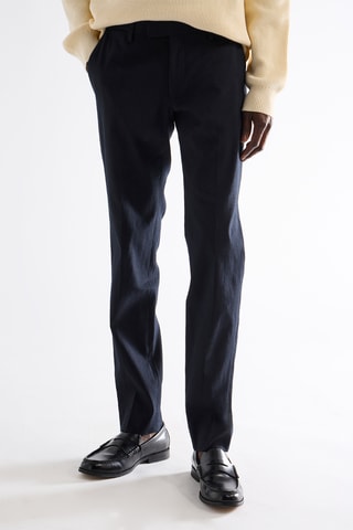 Calças em linho - Azul-marinho