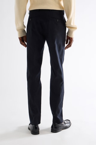 Calças em linho - Azul-marinho