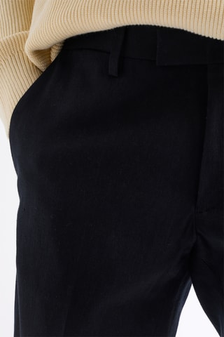 Calças em linho - Azul-marinho