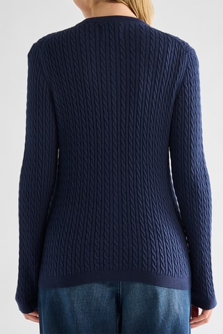 Casaco de malha em algodão biológico e lã mérino - Azul-marinho