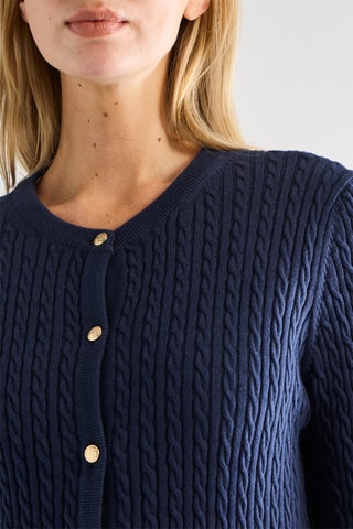 Casaco de malha em algodão biológico e lã mérino - Azul-marinho