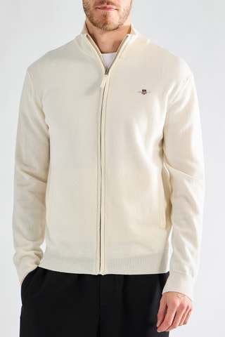 Casaco de malha em lã de cordeiro - Cru