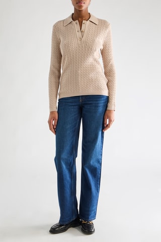 Camisola em algodão biológico e lã mérino - Bege