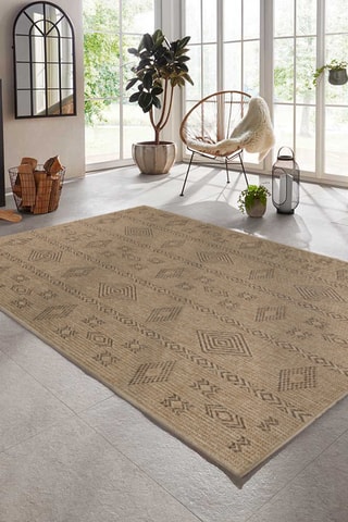 Tapis Dhaka 8711 - Beige et noir