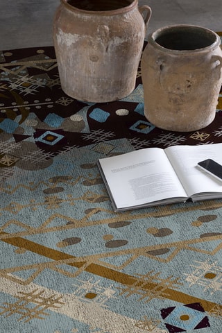 Tapis Min - Bleu et marron