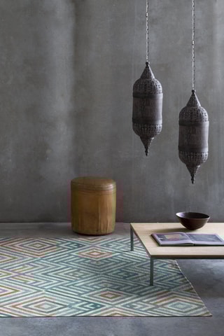 Tapis Tihua - Bleu et rose