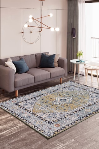 Tapis Mabel - Bleu clair et jaune