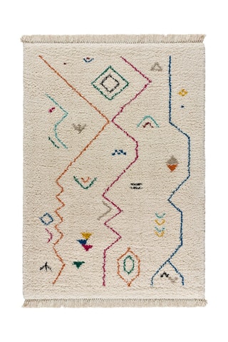 Tapis Yebel - Blanc et bleu