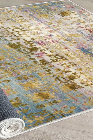 Tapis en velours - Beige et doré