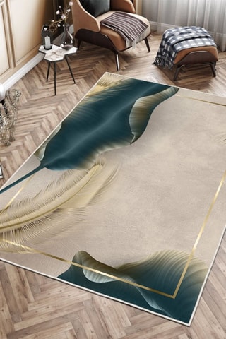 Tapis en velours - Beige et doré