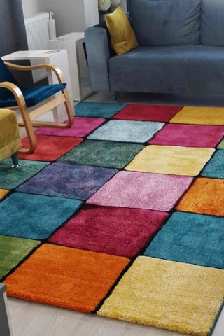 Tapis Renkli Kare Multicolore
