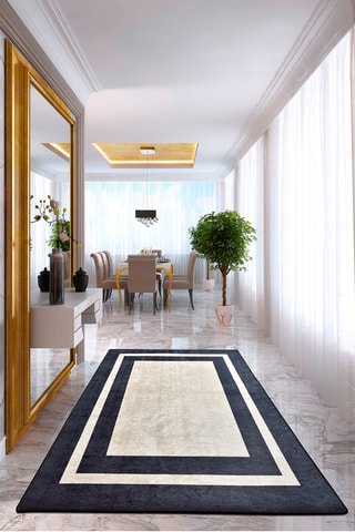 Tappeto Black Frame - Nero e crema