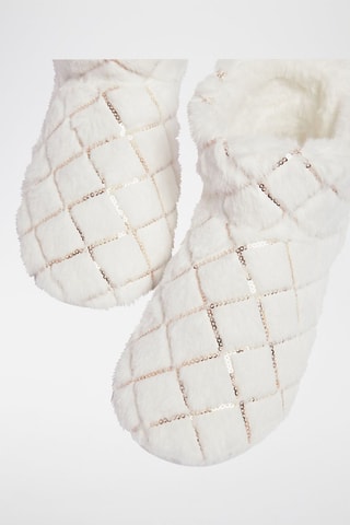 Pantoufles montantes fourrées Maely - Ecru