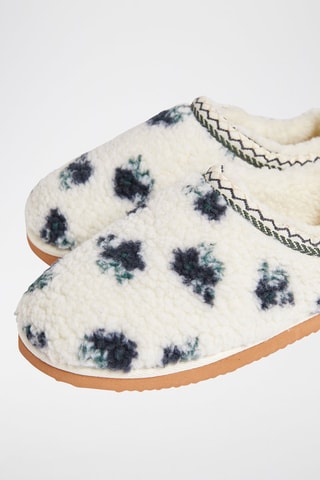 Pantoufles fourrées Willan - Ecru et noir