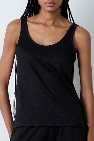 Débardeur de pyjama en lin Josie - Noir