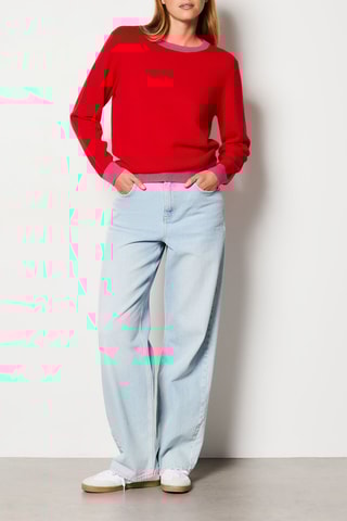 Pull en cachemire France - Rouge et rose