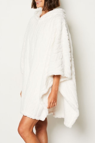 Poncho à capuche Mariany - Ecru