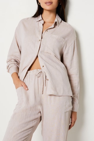 Pantalon en lin taille haute Sonny - Beige