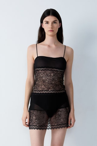 Chemise de nuit sans manches  - Modern Graphic -  Noir