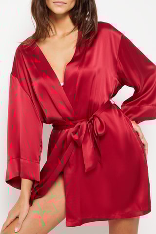 Déshabillé en soie Pearly - Rouge