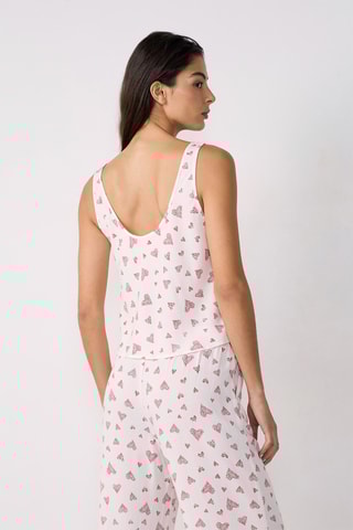 Top de pyjama sans manches  - Saint Valentin -  Blanc et rouge