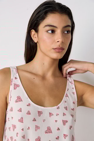 Top de pyjama sans manches  - Saint Valentin -  Blanc et rouge