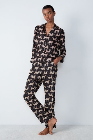 Chemise de pyjama Panthère - Noir