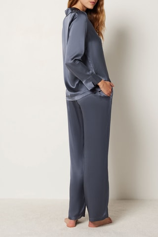 Chemise de pyjama en soie Pearly - Anthracite