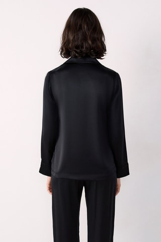 Chemise de pyjama en soie Pearly - Noir