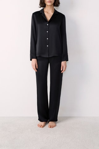 Chemise de pyjama en soie Pearly - Noir