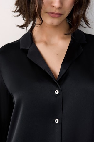 Chemise de pyjama en soie Pearly - Noir