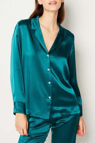 Chemise de pyjama en soie Pearly - Vert émeraude