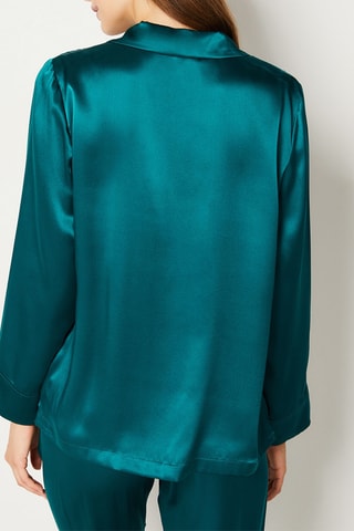 Chemise de pyjama en soie Pearly - Vert émeraude