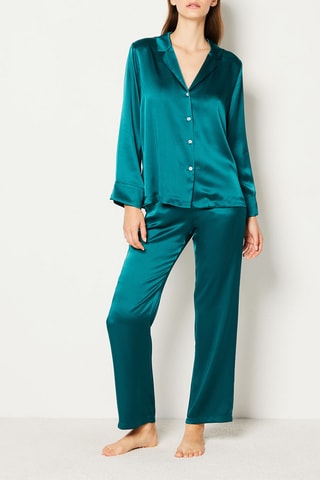Chemise de pyjama en soie Pearly - Vert émeraude