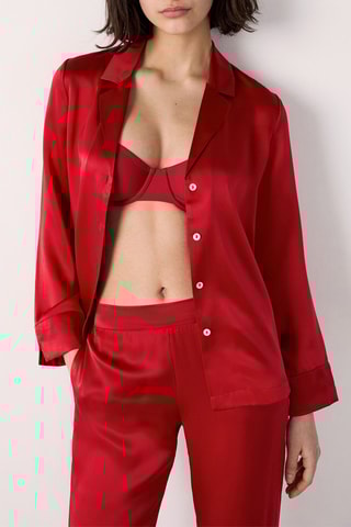 Chemise de pyjama en soie Pearly - Rouge