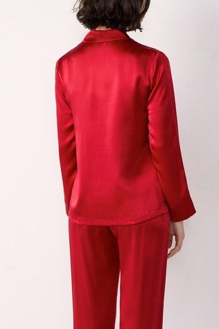 Chemise de pyjama en soie Pearly - Rouge