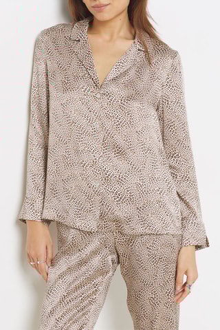 Chemise de pyjama en soie Pearly - Marron