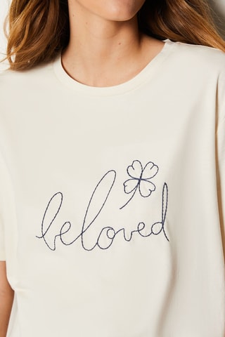 T-shirt de pyjama Loves -  Blanc et gris