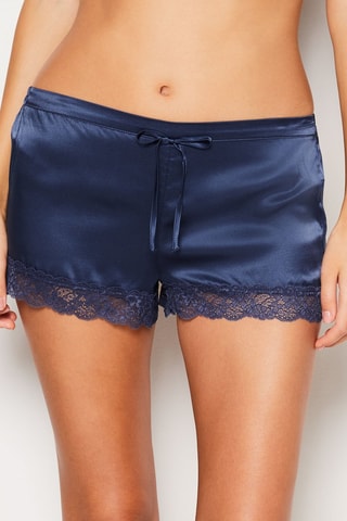 Short de pyjama en soie Milky - Bleu nuit
