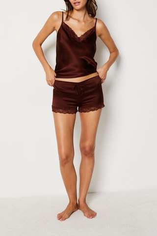 Short de pyjama en soie Milky - Bordeaux